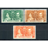 Британские колонии - Тринидад и Тобаго - 1937г. - коронация короля Георга VI и королевы Елизаветы - 3 марки - полная серия, MLH, MH [Mi 128-130]. #2-Bc-D-KS-6