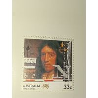 Австралия год 1985. портрет Дампира на фоне карт его экспедиций.