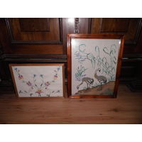 Картины-вышивки 2 шт.гладью и крестиком ср.20-го века.
