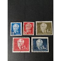 ГДР 1950 Марки серии стандарт "Президент Вильгельм Пик" (гашение без клея с наклейками) Mi.251-255 каталог 18.0 евро