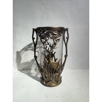 Ваза Олень.Дымчатое стекло.