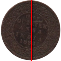 Индийская Империя. Британская Индия. 1/4 анны 1883. Императрица Виктория. Брак. Поворот.