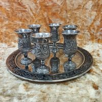 Рюмки на подносе (набор), альпака, тяжёлые. Европа