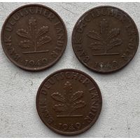 Германия 1 пфенниг 1949 г. G. Цена за 1 шт.