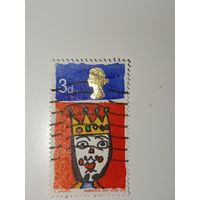 Великобритания 1966 Марка основана на рисунке ребенка, изображающем "Короля Востока" (King of the Orient), созданном Тасвиром Шемзой.