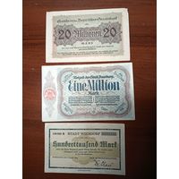 3 банкноты старой Германии