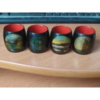 Деревянные салфетницы Федоскино 1948 г. ( Комплект 8 шт.)