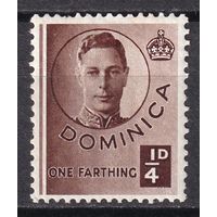 24.BrKCI. Великобритания. Колонии. Доминика. Стандарт. Георг VI. 1940 г. 1/4P. Mi.#107.
