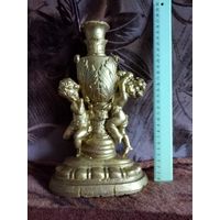 Подсвечник путти у чаши изобилия. Винтаж интерьерный. Очень тяжёлый. В позолоте