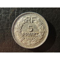 Франция.5 франков.1947. С 20 копеек. Распродажа коллекции. Смотрите другие лоты.