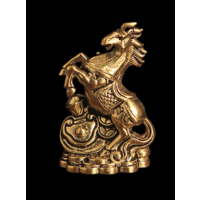 Статуэтка миниатюра Конь с денежным мешком и монетами на дыбах Бронза