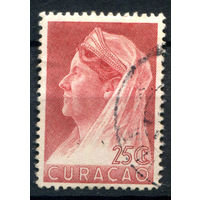 Нидерландские колонии - Кюрасао - 1936/39г. - королева Вильгельмина, печать Аруба, 25 с - 1 марка - гашёная [Mi 154]. #3-WB-65-A-1