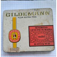 Антикварная жестяная коробка сигар Gildemann, Германия, 1940-1950-е гг.