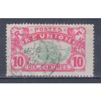 [1450] Французские колонии.Реюньон 1907. Карта острова.10с. Гашеная марка.
