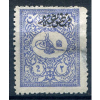 Османская Империя (Турция) - 1901г. - тугра Абдул Хамида II, 2 Pia - 1 марка - чистая, без клея, есть маленькое тонкое место справа возле перфорации [Mi 112 A]. #4-W2-126-A-1