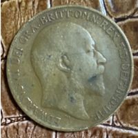 Монета 1 пенни 1902 год. Великобритания. Король Эдуард VII
