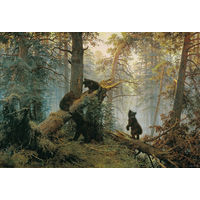 -  Ковёр УТРО В СОСНОВОМ ЛЕСУ 1950-ые Германия Оригинал ! (Знаменитые Медведи)