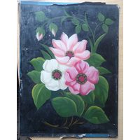 Панно картина на стекле старая