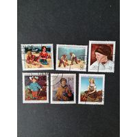 ГДР 1968 Полная серия марок "Государственная картинная галерея в Дрездене. Галерея новых мастеров" (гашение с клеем и наклейками) Mi.1393-1398 каталог 4.50 евро
