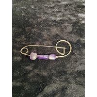 Брошь булавка с аметистом