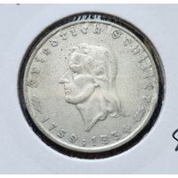 175 лет со дня рождения Фридриха Шиллера 2 рейхсмарки 1934 Третий рейх. F Штутгарт. Серебро! ВОЗМОЖЕН ОБМЕН!