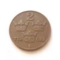 Швеция.2 эре 1939 г.Густав V(1907-1950) бронза,отличная.