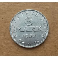 Германия, 3 марки 1922 г., 3-я годовщина Веймарской конституции, А (Берлин)