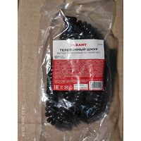 Шнур витой для телефонной трубки L=4м, 4р4с черный REXANT