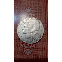 Австрия 10 шиллингов серебро 1969