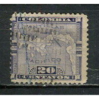 Панама в составе Колумбии - 1887/1882 - Карта 20С - [Mi.16] - 1 марка. Гашеная.  (Лот 19Ju)-T25P8