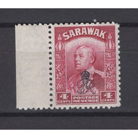 Саравак 1947 ** 4 cents, надпечатка "Королевский Вензель" левое поле