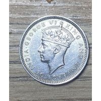 Монета 10 центов 1939 года Малайя Британская(серебро :0,750)