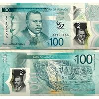 Ямайка 100 долларов 2022 год UNC (полимер с голограммным портретом)