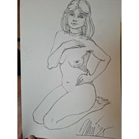 "Обнаженная с икиринкой" набросок а4