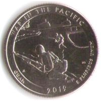 25 центов 2019 г. Парк=48 Национальный монумент воинской доблести  в Тихом океане Гуам Двор S _состояние UNC