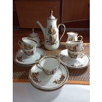 Винтажный фарфоровый кофейный сервиз -Марианна , произведенный Рижским фарфоровым заводом (RPR) в Латвии в 1970-х годах. Тончайший костяной фарфор .