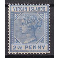 3.BrKCI. Великобритания. Колонии. Виргинские острова. Стандарт. Виктория. 1884 г. 2 1/2P. Mi.#12.
