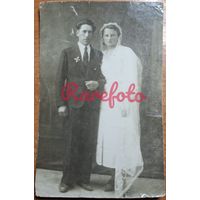 1920-е Открыточный формат свадьба молодожены ретро фото типажи межвоенная