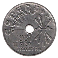 Провинция Бургос (Государство Испанское). 25 сентимо 1937. II год Триумфа. Национализм. Испанская Фаланга.