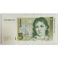Банкнота 5 марок. Беттина фон Арним. 1991 год. НЕ БЫЛА В ОБОРОТЕ