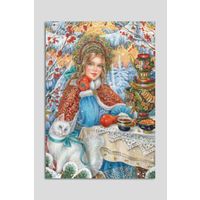 Открытка. С новым годом! Снегурочка. Девушка. Зима. Люди. Художник Е.Буторина (чистая)