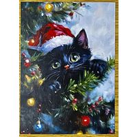 Открытка новогодняя чистая 10х15 см.