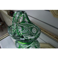 Конфетница - цветной  хрусталь наивысшего качества РУЧНОЙ огранки Echt Bleikristall.  c фирменной лейбой