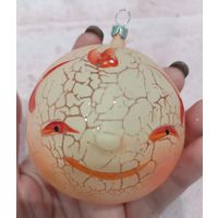Ёлочная игрушка, стекло, колобок рефленый