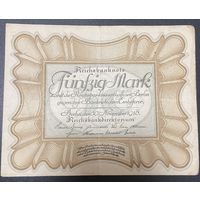 Банкнота 50 марок 1918 года. "Траурная" Редкая! Германская империя.