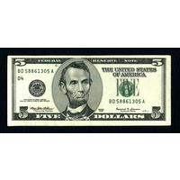 Распродажа коллекции от 1 рубля!!! МЦ.5 долларов США 1999г.Серия BD 58861305 A.