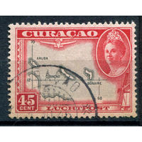 Нидерландские колонии - Кюрасао - 1942г. - ландшафты, авиация, королева Вильгельмина, 45 с - 1 марка - гашёная [Mi 190]. #3-WB-97-A-1