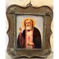 Икона нательная Св.Пр.Серафим Саровский.Финифть.Распродажа коллекции!!!