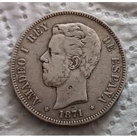 Испания 5 песет 1871