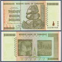 Зимбабве, 20000000000 (20 миллиардов) долларов 2008 г., P-86 (серия АА), UNC